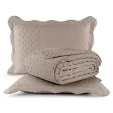Kit Cobreleito Colcha Queen 240x260 Micropercal - 200 Fios Toque Macio Com 02 Porta Travesseiros Com Abas