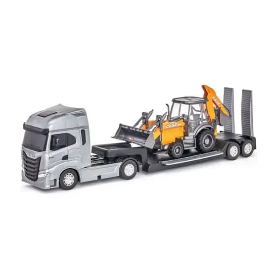 Caminhão Iveco Plataforma com Retroescavadeira Case Usual