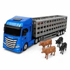 Caminhão Boiadeiro  Iveco S-Way Brinquedo Fazendinha Com Bois Animais Grande - Usual Brinquedos
