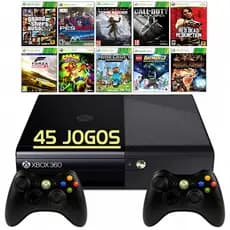 Microsoft Xbox 360 Super Slim + 45 Jogos + Controle + Gta5 + Fifa 19 + Gears Of War + Minecraft