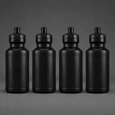 4 Garrafas Squeeze 500ml Academia Preta Plástica Atóxica Leve Portátil Sem Vazamento