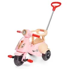 Triciclo Calesita Infantil Vespita Velotrol Motoca C/ Buzina Com Haste Empurrador Proteção Lateral