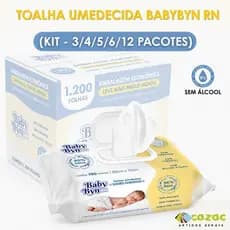 Kit Toalha Umedecida Baby Byn Folhas Sem Álcool Lenço Para Recém Nascidos 3/4/5/6/12 Pacotes