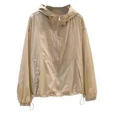 Camisa Feminina De Verão Com Capuz Cáqui De Proteção Solar Para , Leve E Folgada , Jaqueta casual Solta De Manga Comprid
