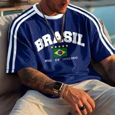 Camiseta Unissex Moderna Retrô oversized Do Time De Futebol Brasileiro Impressa Em 3d