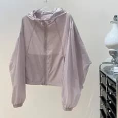 Roupas Respiráveis De Proteção Solar Para Mulheres , Jaqueta Cardigã Fina , Corta-Vento Estilo Doce Dopamina Com Capuz D