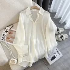 2026 (Venda Quente) Camisa De Proteção Solar De chiffon Com Fenda Traseira Estilo Coreano Feminino Jaqueta Cardigã Fina