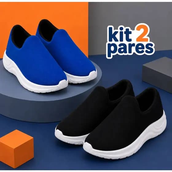 Kit 2 Tênis Infantil Masculino Calce Fácil Leve