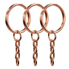 Argolas Para Chaveiro 23mm Rosê Gold Prata Com Corrente 5 Elos Artesanato Enfeite 100 Unidades