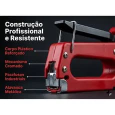 Grampeador Manual Vermelho Com Trava de Tapeceiro Resistência Para Estofado Madeira Lona Grampo