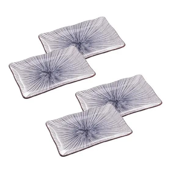 Kit 4 Pratos Retangulares Para Sushi Koji Porcelana Wolff Decoração Mesa Posta Oriental