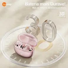 Fone de Ouvido Sem Fio Basike Ba-FON261, TWS, Ear-Clip, 30h de Música, IPX5