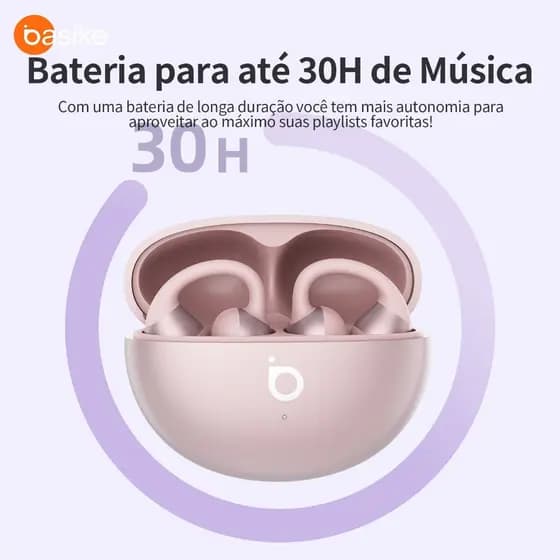 Basike Fone de Ouvido Bluetooth Ear-Clip Sem Fio Bluetooth 6.0 Até 30h