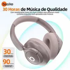 Basike Fone De Ouvido Bluetooth Anc Redução De Ruído Ativo30 horas de navegação