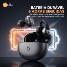 Basike Fone de Ouvido BluetoothEar-Clip Sem Fio Bluetooth 6.0 Até 30h de BateriaSom Estéreo
