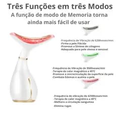 Massageador Facial e de Pescoço LED Aparelho Rejuvenescedor Facial Massageador Lifting Facial