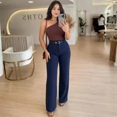 Calça Feminina Pantalona / Cintura Alta com bolso funcional / Estiloso e confortavel