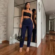 Calça Social Feminina Alfaiataria com Bolso Funcional e Cinto Ajustável