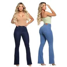 Kit 2 Calças Flare Feminina Empina Bumbum Cós Alto Rodeio Premium
