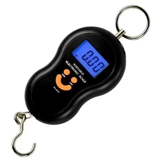 Balança Digital Portátil de Mão com Gancho de metal, Preto,Capacidade de até 50kg
