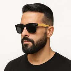 Óculos de Sol Masculino Madeira Bambu Impresso Quadrado Clássico
