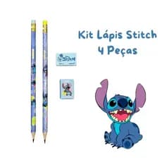 Kit Escolar Lápis Lilo Stitch 4 Itens Molin Apontador e Borracha