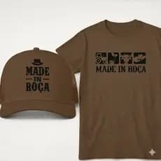 Kit Country Camiseta + Bone Made in Roça 100% Algodão P ao G3 Plus Size Masculino Feminino