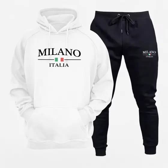 Conjunto Moletom Flanelado Milano Italia Blusa Canguru + Calça Masculino Feminino Premium