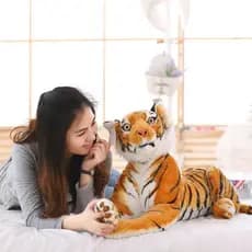 Brinquedo De Pelúcia Simulação Tigre Zoológico Decoração Animal Presente De Aniversário Para Crianças B 38ND
