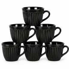 Kit Jogo Xícaras 210ml Caneca Canelada Em Porcelana Chá Café Presente Nao Personalizada