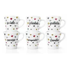 Kits Jogos Canecas 140ml Porcelana Xicara Personalizada