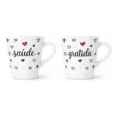Kit 2 Caneca 140ml Xicara Personalizada Decorada Presente