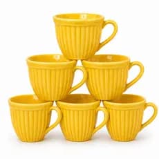 Kit Jogo Xícaras 210ml Caneca Canelada Em Porcelana Chá Café Presente Nao Personalizada