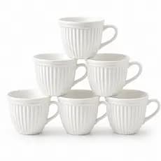 Kit Jogo Xícaras 210ml Caneca Canelada Em Porcelana Chá Café Presente Nao Personalizada