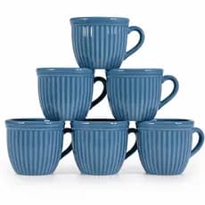 Kit Jogo Xícaras 210ml Caneca Canelada Em Porcelana Chá Café Presente Nao Personalizada