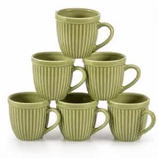 Kit Jogo Xícaras 210ml Caneca Canelada Em Porcelana Chá Café Presente Nao Personalizada