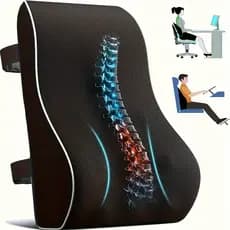 Almofada de Apoio Lombar Ergonômica - Design Antiderrapante e Material Lavável, Preto