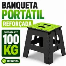 Banqueta Dobrável Portátil 100kg Alça Transporte Plástico Resistente Antiderrapante Compacto Viagem 5 Cores