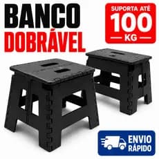 Banqueta Dobrável Portátil 32cm Compacto 100kg Plástico Reforçado Antiderrapante Camping Pesca Viagem Casa