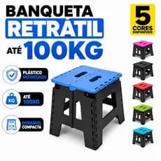 Banqueta Dobrável Portátil Retrátil Alça Transporte Plástico Reforçado Compacto Casa Passeio Viagem