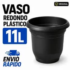 Vaso Planta 11L Plástico Reforçado Preto Redondo Drenagem Jardim Horta Paisagismo Resistente Sol Chuva