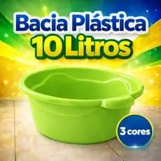 Bacia 10 Litros Plástico Resistente Multiuso Cozinha Lavanderia Limpeza Doméstica Prática Colorida