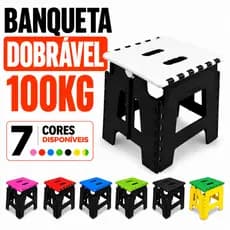 Banquinho Dobrável Portátil Retrátil Alça Transporte Plástico Reforçado Compacto Casa Passeio Viagem