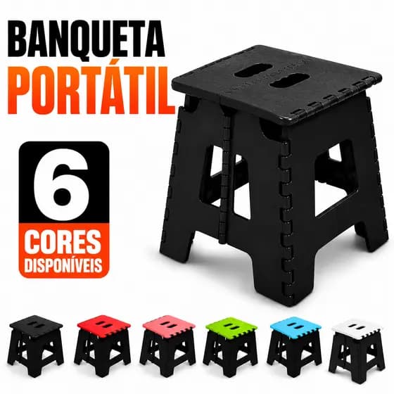 Banqueta Dobrável 100kg Portátil com Alça 32cm Banco Plástico Compacto PP Reforçado Camping Pesca Praia Multiuso