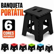 Banqueta Dobrável 100kg Portátil com Alça 32cm Banco Plástico Compacto PP Reforçado Camping Pesca Praia Multiuso