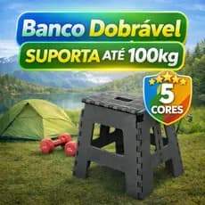 Banco Dobrável Portátil 100kg Compacta Alça Transporte Plástico Reforçado Uso Diário Resistente Retrátil