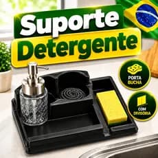 Porta Detergente com Dispenser Organizador de Pia Porta Esponja Bucha Suporte Cozinha Moderno