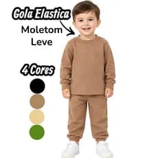 Conjunto 2 peças Infantil unisex de Moletom pelúciada e com elásticos frio básico