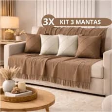 Kit 3 Manta Para Sofá/Cama Gigante Grande Decorativa Protetora 2.10x1.20 Luxo