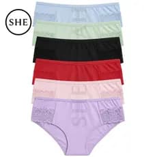 Kit 10 e 5 Calcinha de Renda Cotton Plus Size Lisa Dia a Dia Conforto Sensual
